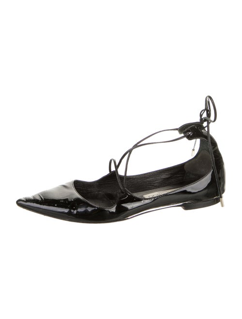Jimmy Choo Patent Leather Leather Trim Embellishment Ballet Flats