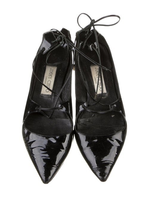 Jimmy Choo Patent Leather Leather Trim Embellishment Ballet Flats
