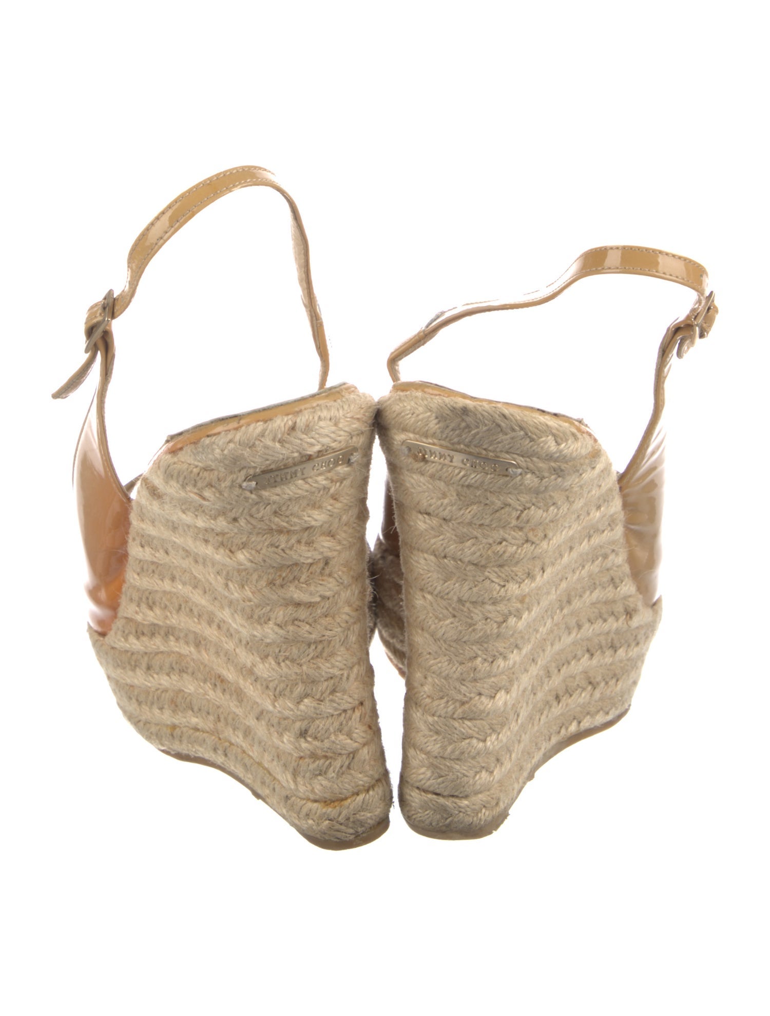 Jimmy Choo Patent Leather Leather Trim Embellishment Espadrilles