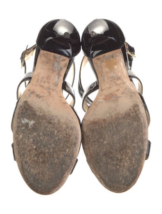 Jimmy Choo Patent Leather Leather Trim Embellishment Sandals