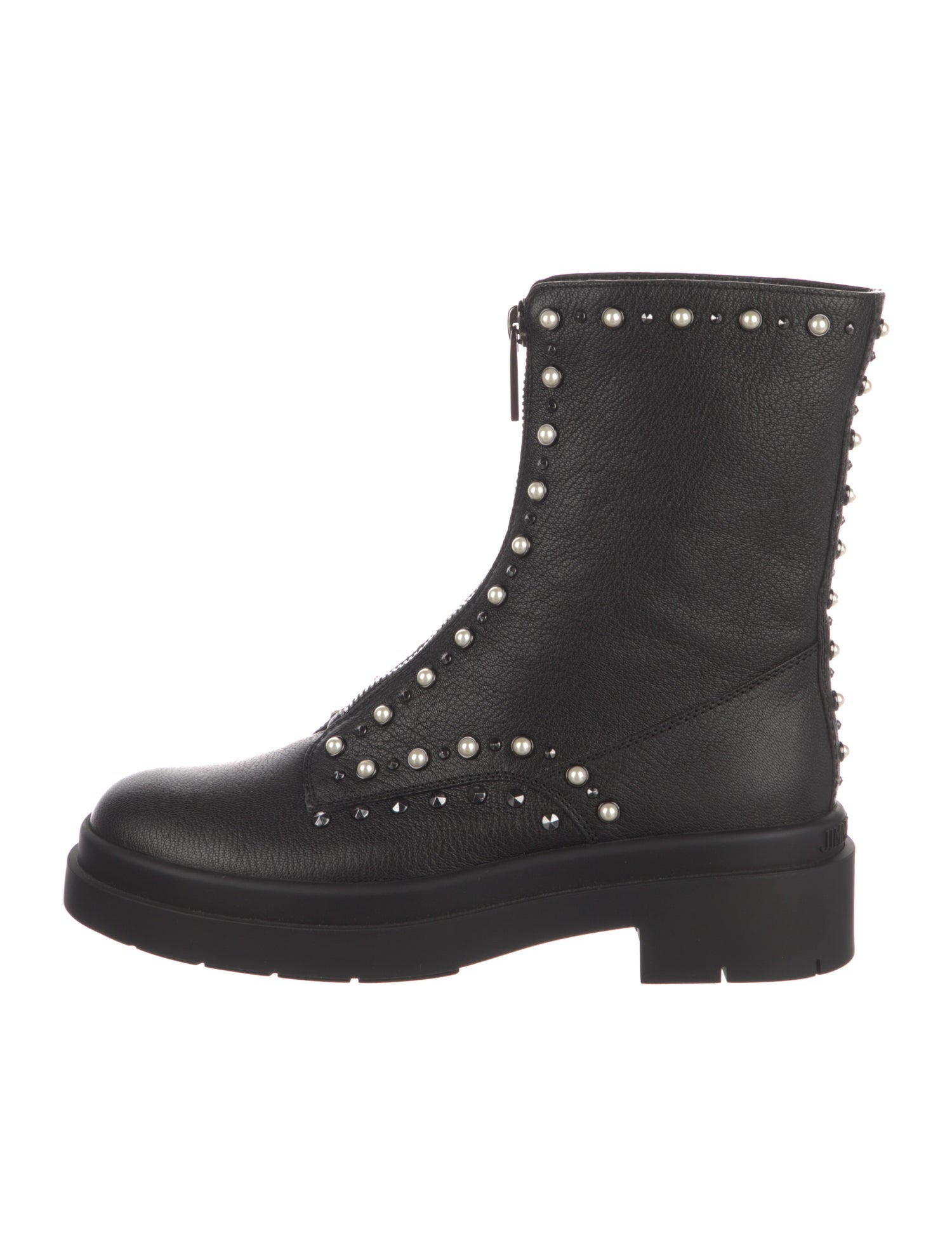 Jimmy Choo Leather Studded Accents Combat Boots