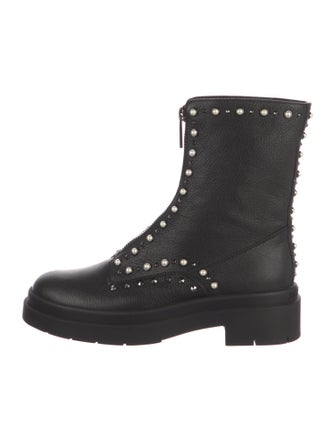 Jimmy Choo Leather Studded Accents Combat Boots