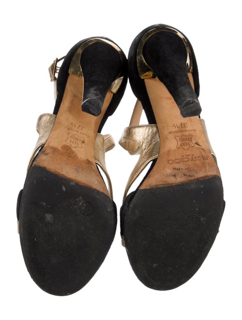 Jimmy Choo Leather Colorblock Pattern T-Strap Sandals