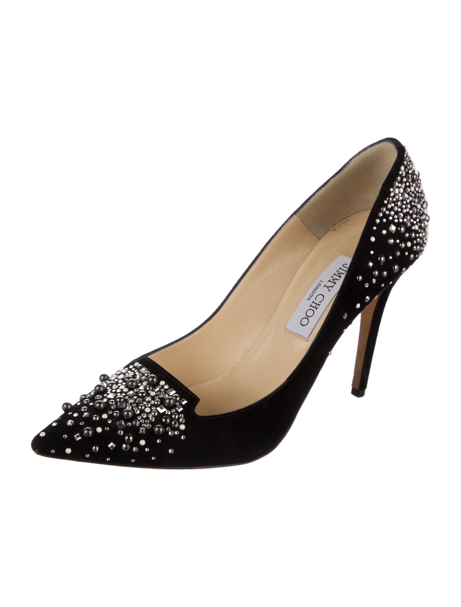 Jimmy Choo Suede Crystal Embellishments Pumps