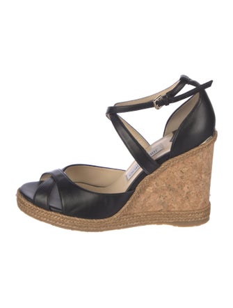 Jimmy Choo Leather Cutout Accent Espadrilles