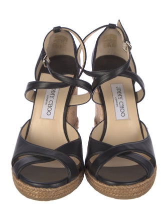 Jimmy Choo Leather Cutout Accent Espadrilles