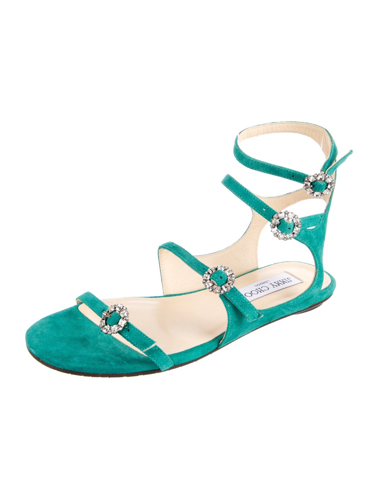 Jimmy Choo Suede Crystal Embellishments Gladiator Sandals