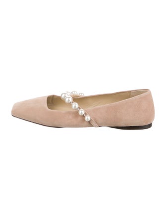 Jimmy Choo Suede Crystal Embellishments Ballet Flats