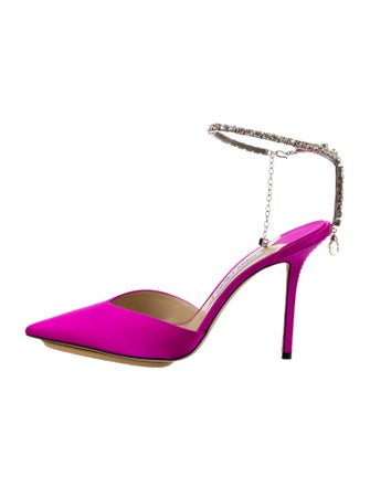 Jimmy Choo Satin Crystal Embellishments Pumps