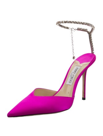 Jimmy Choo Satin Crystal Embellishments Pumps
