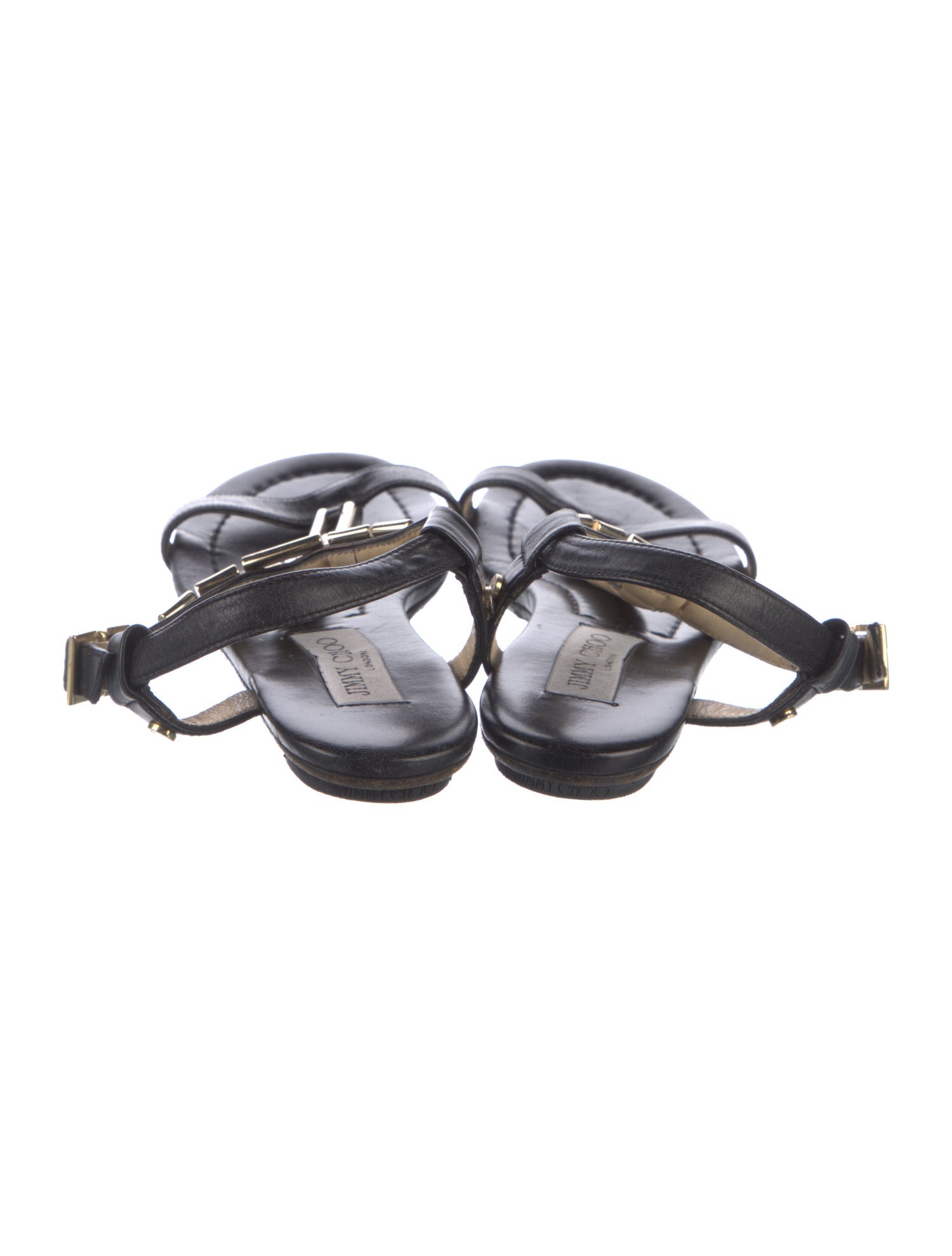 Jimmy Choo Leather Chain-Link Accents T-Strap Sandals