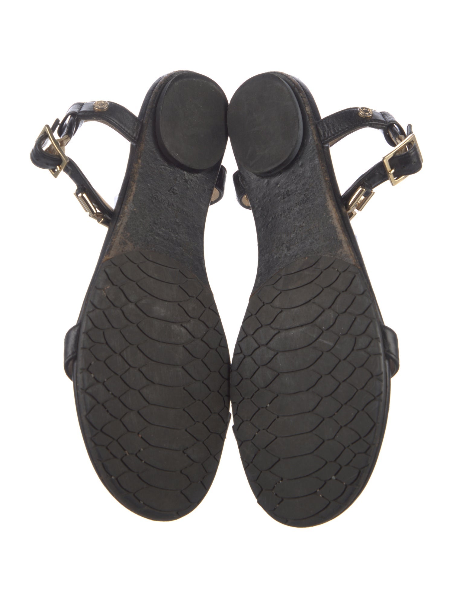 Jimmy Choo Leather Chain-Link Accents T-Strap Sandals