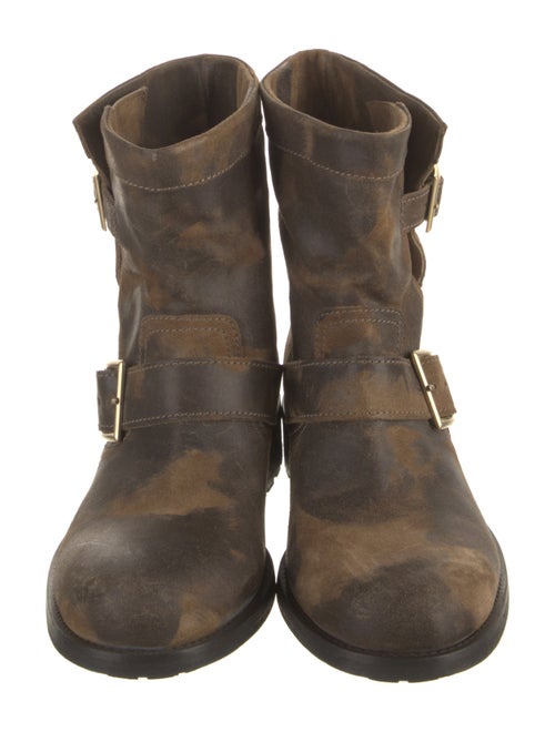 Jimmy Choo Leather Distressed Accents Moto Boots