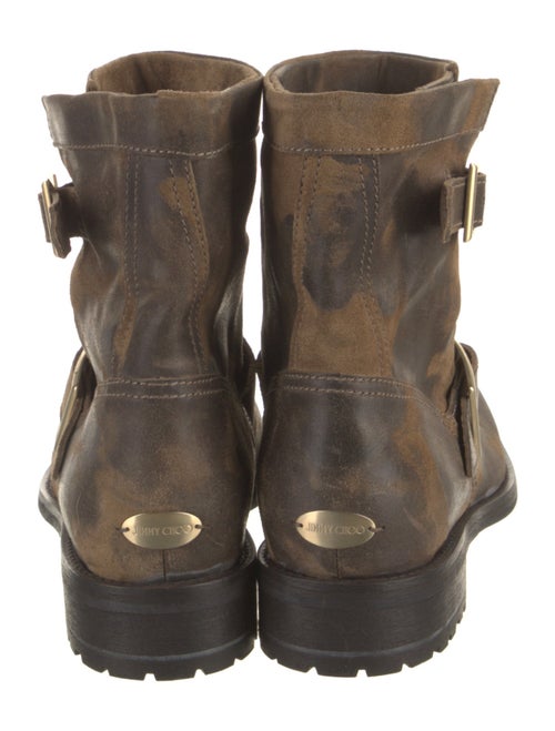 Jimmy Choo Leather Distressed Accents Moto Boots