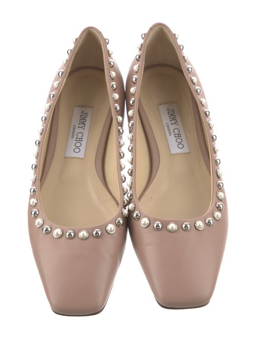 Jimmy Choo Faux Pearl Accents Leather Ballet Flats