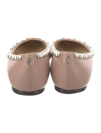 Jimmy Choo Faux Pearl Accents Leather Ballet Flats