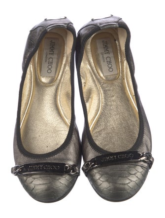 Jimmy Choo Leather Leather Trim Embellishment Ballet Flats