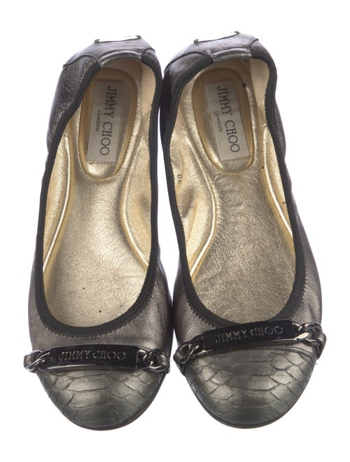 Jimmy Choo Leather Leather Trim Embellishment Ballet Flats