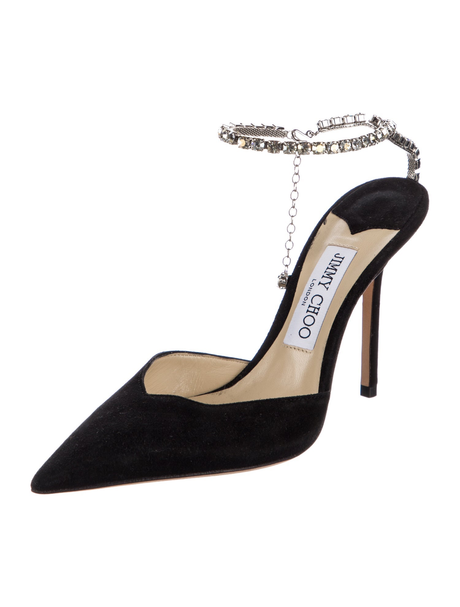 Jimmy Choo Suede Crystal Embellishments Slingback Pumps