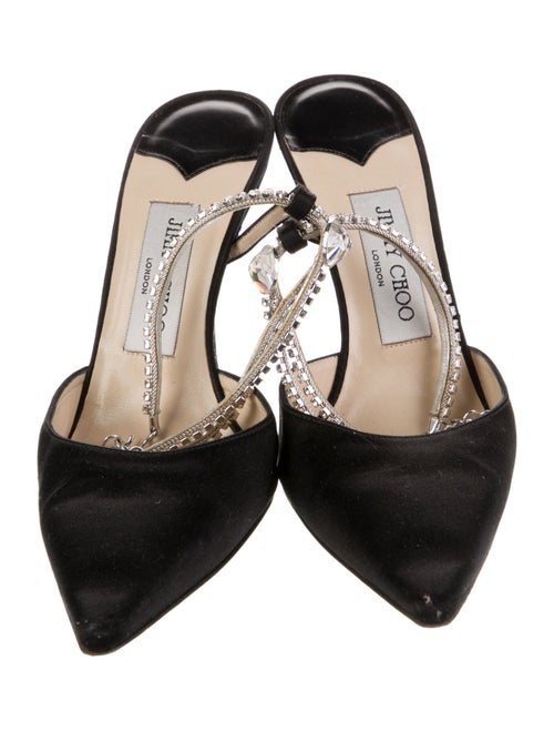 Jimmy Choo Satin Crystal Embellishments Slingback Pumps