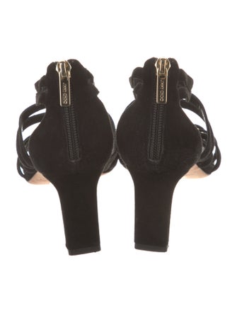 Jimmy Choo Suede Leather Trim Embellishment Sandals
