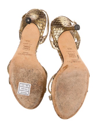 Jimmy Choo Snakeskin Animal Print Slingback Sandals