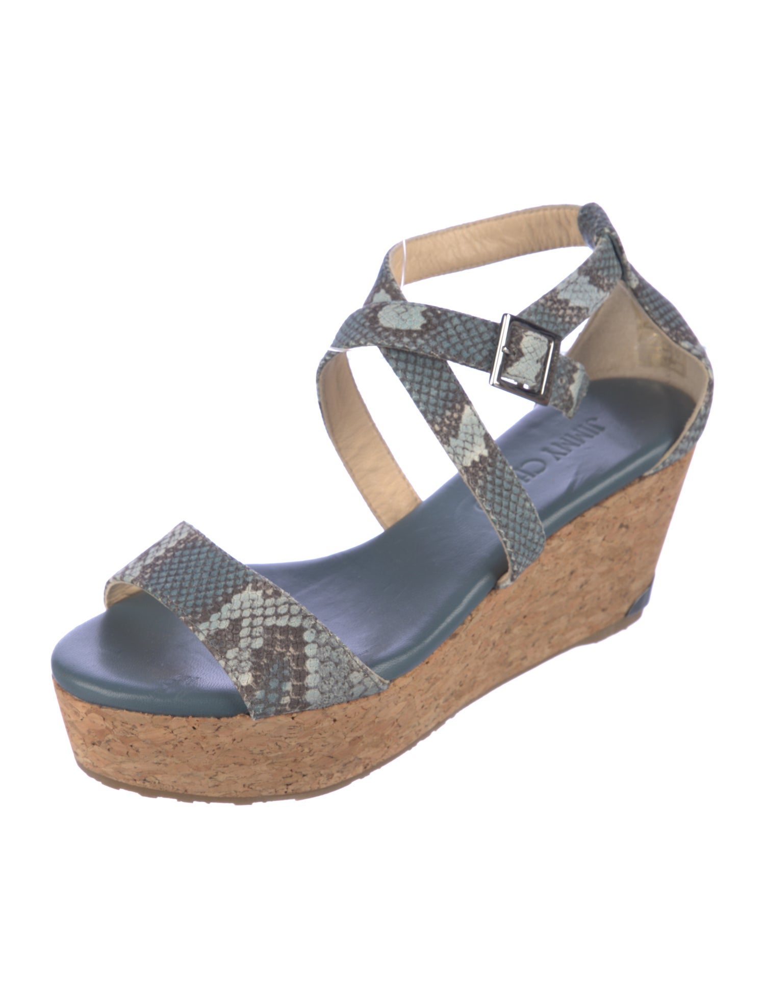 Jimmy Choo Embossed Leather Animal Print Espadrilles