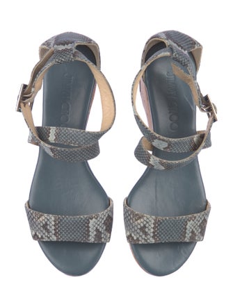 Jimmy Choo Embossed Leather Animal Print Espadrilles