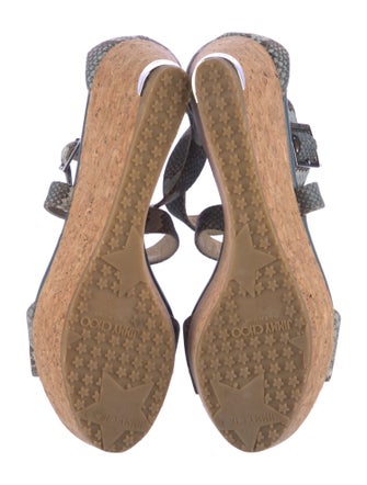 Jimmy Choo Embossed Leather Animal Print Espadrilles
