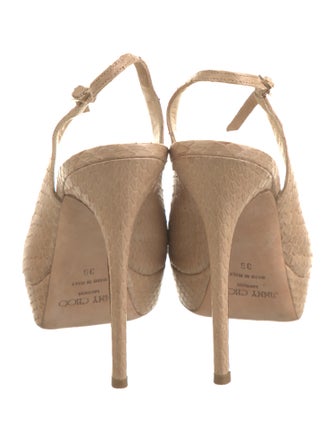 Jimmy Choo Python Leather Trim Embellishment Slingback Pumps
