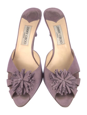 Jimmy Choo Leather Fringe Trim Accent Slides