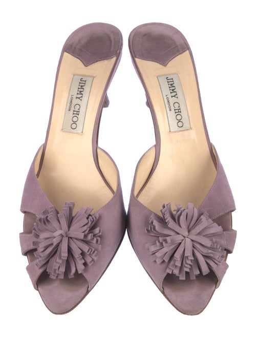 Jimmy Choo Leather Fringe Trim Accent Slides