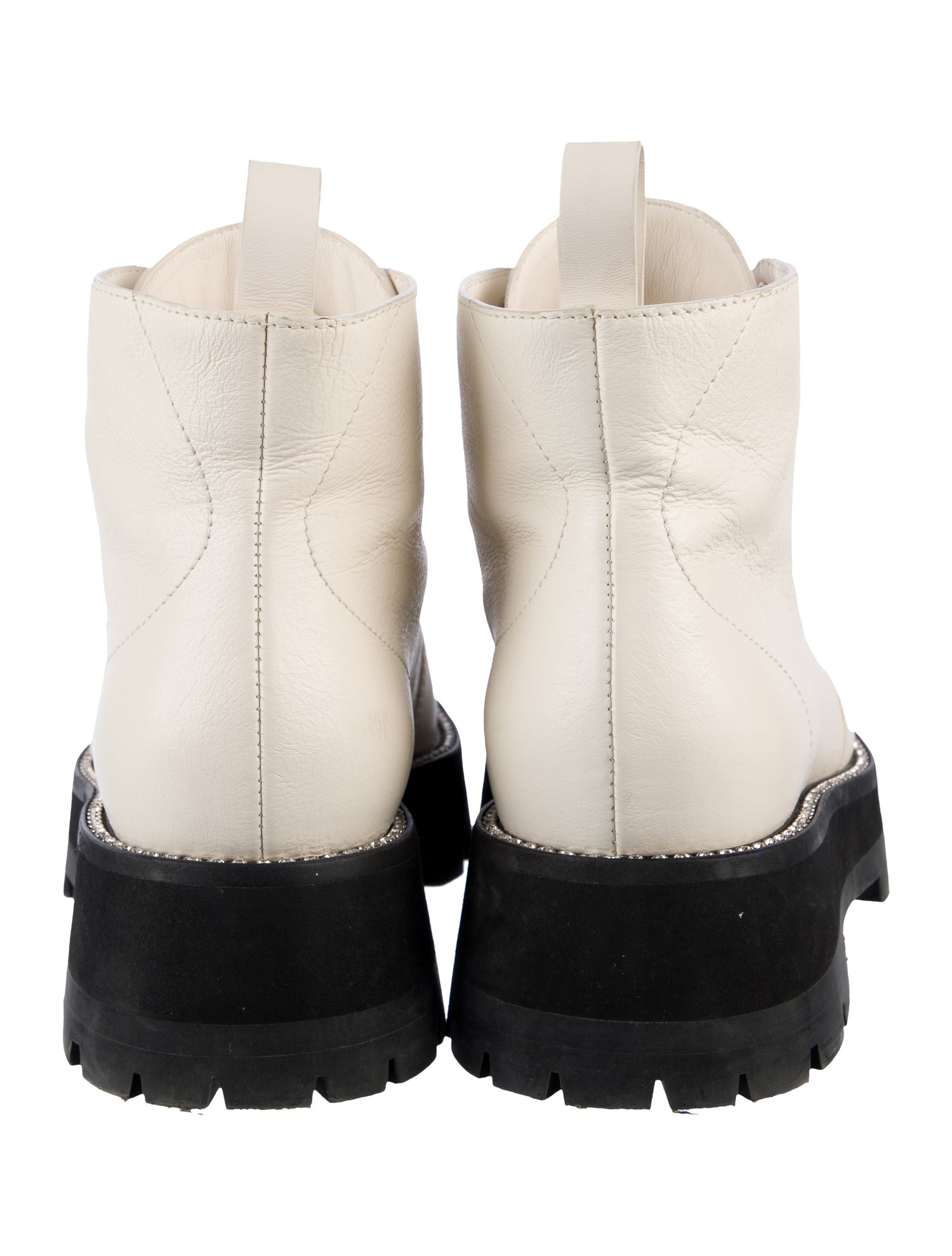 Jimmy Choo Leather Crystal Embellishments Combat Boots