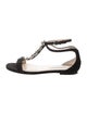 Jimmy Choo Suede Crystal Embellishments T-Strap Sandals