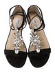 Jimmy Choo Suede Crystal Embellishments T-Strap Sandals