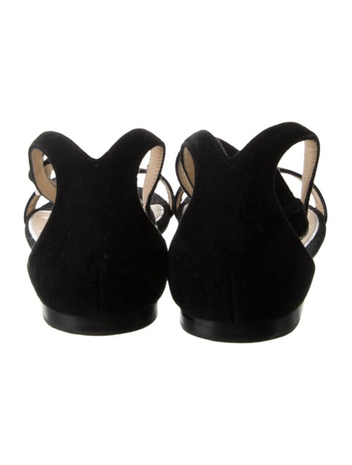 Jimmy Choo Suede Crystal Embellishments T-Strap Sandals