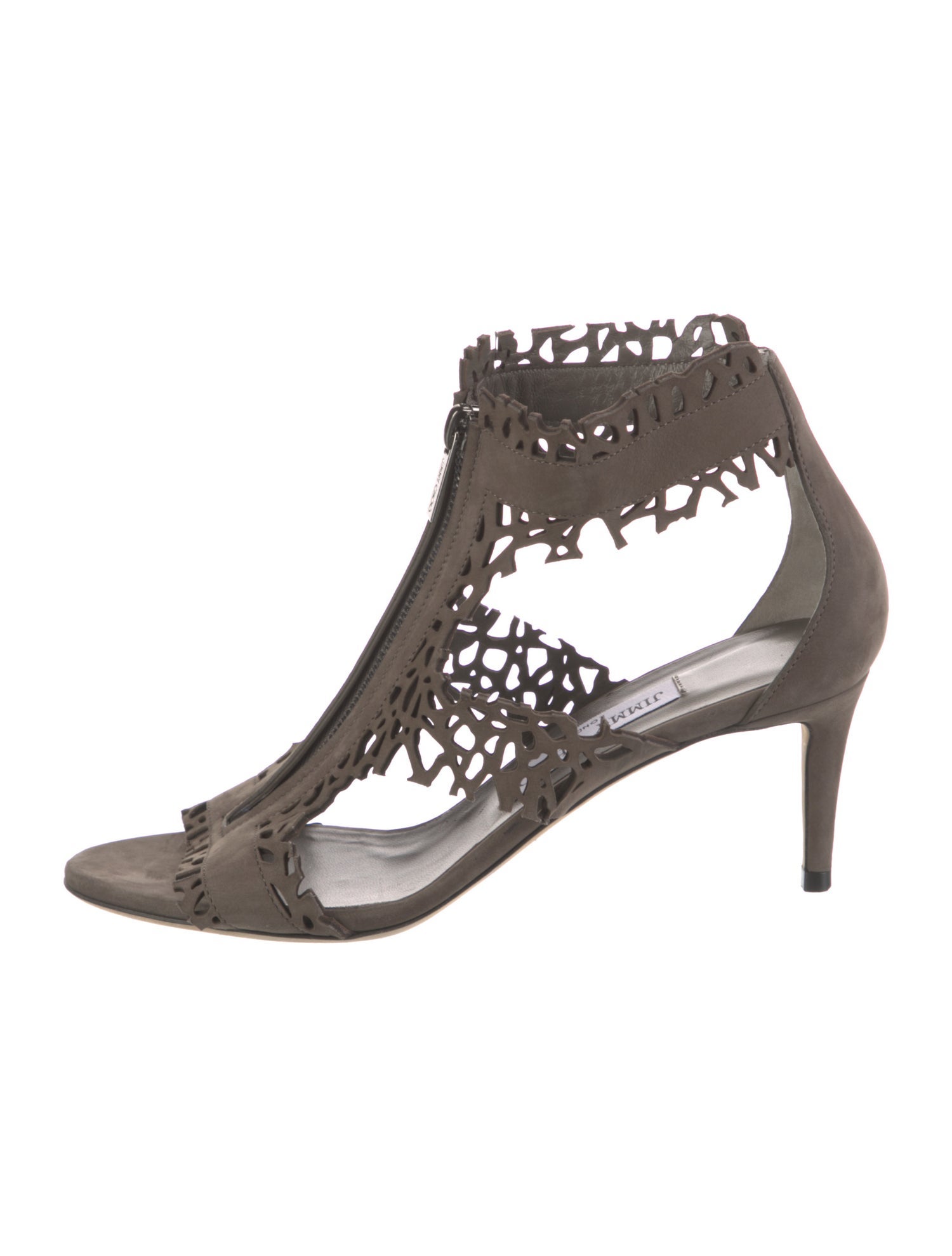 Jimmy Choo Leather Lasercut Accents T-Strap Sandals