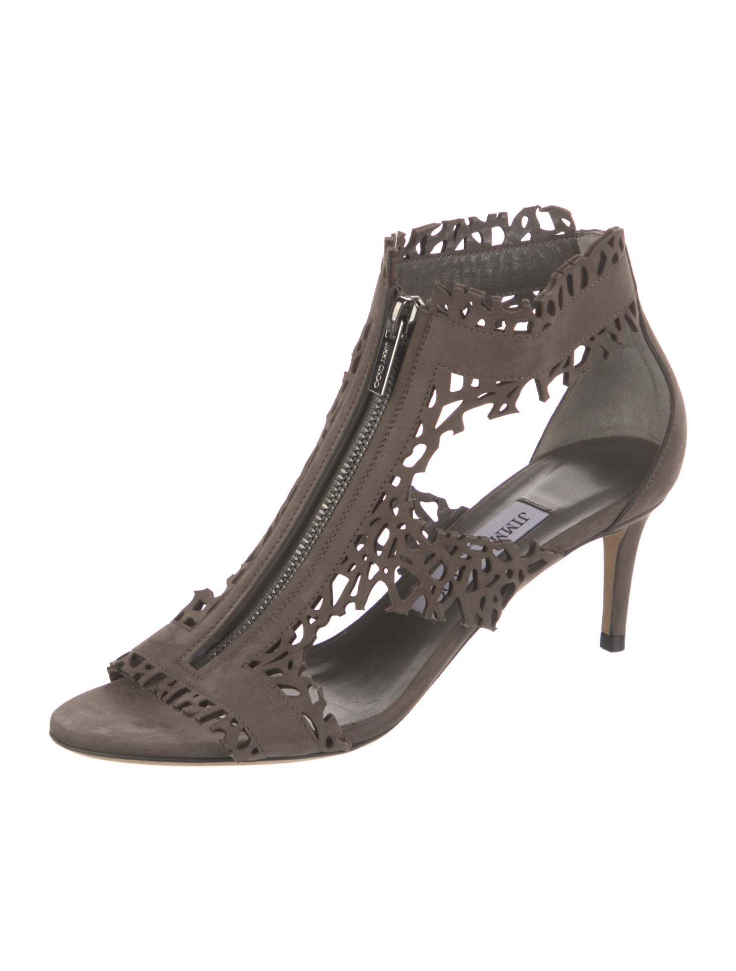 Jimmy Choo Leather Lasercut Accents T-Strap Sandals