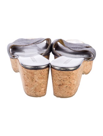 Jimmy Choo Leather Glitter Accents Slides