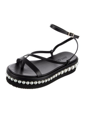Jimmy Choo Leather Beaded Accents Sandals