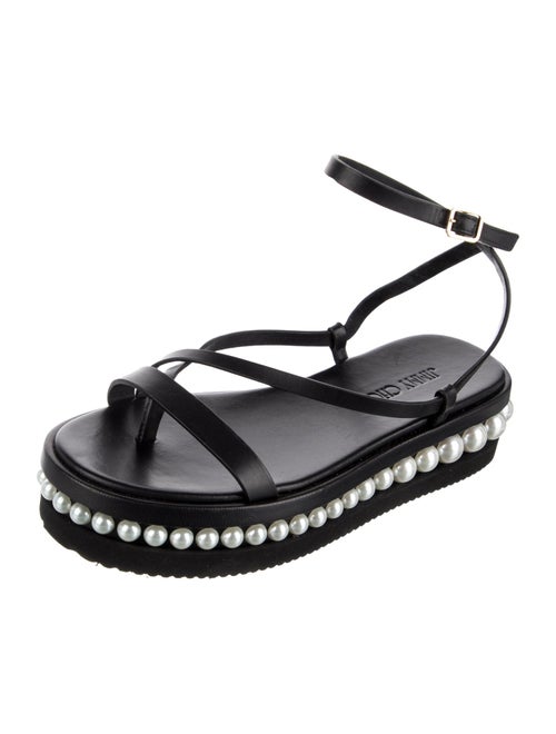Jimmy Choo Leather Beaded Accents Sandals
