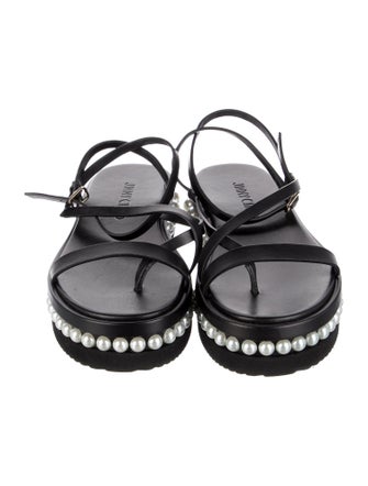 Jimmy Choo Leather Beaded Accents Sandals