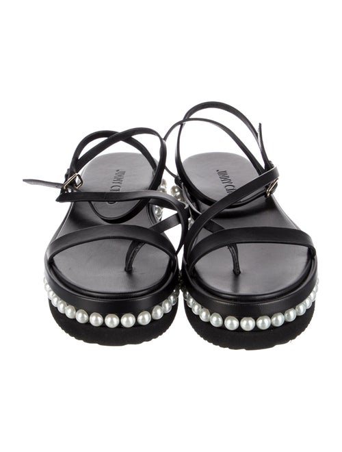 Jimmy Choo Leather Beaded Accents Sandals