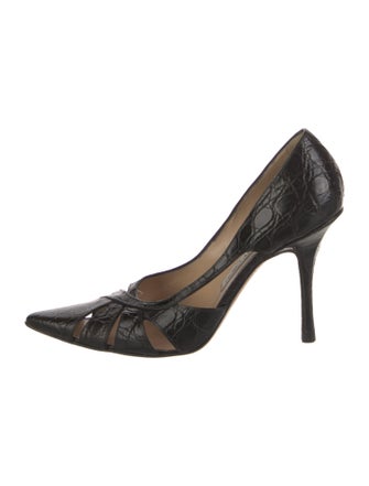 Jimmy Choo Embossed Leather Cutout Accent Pumps