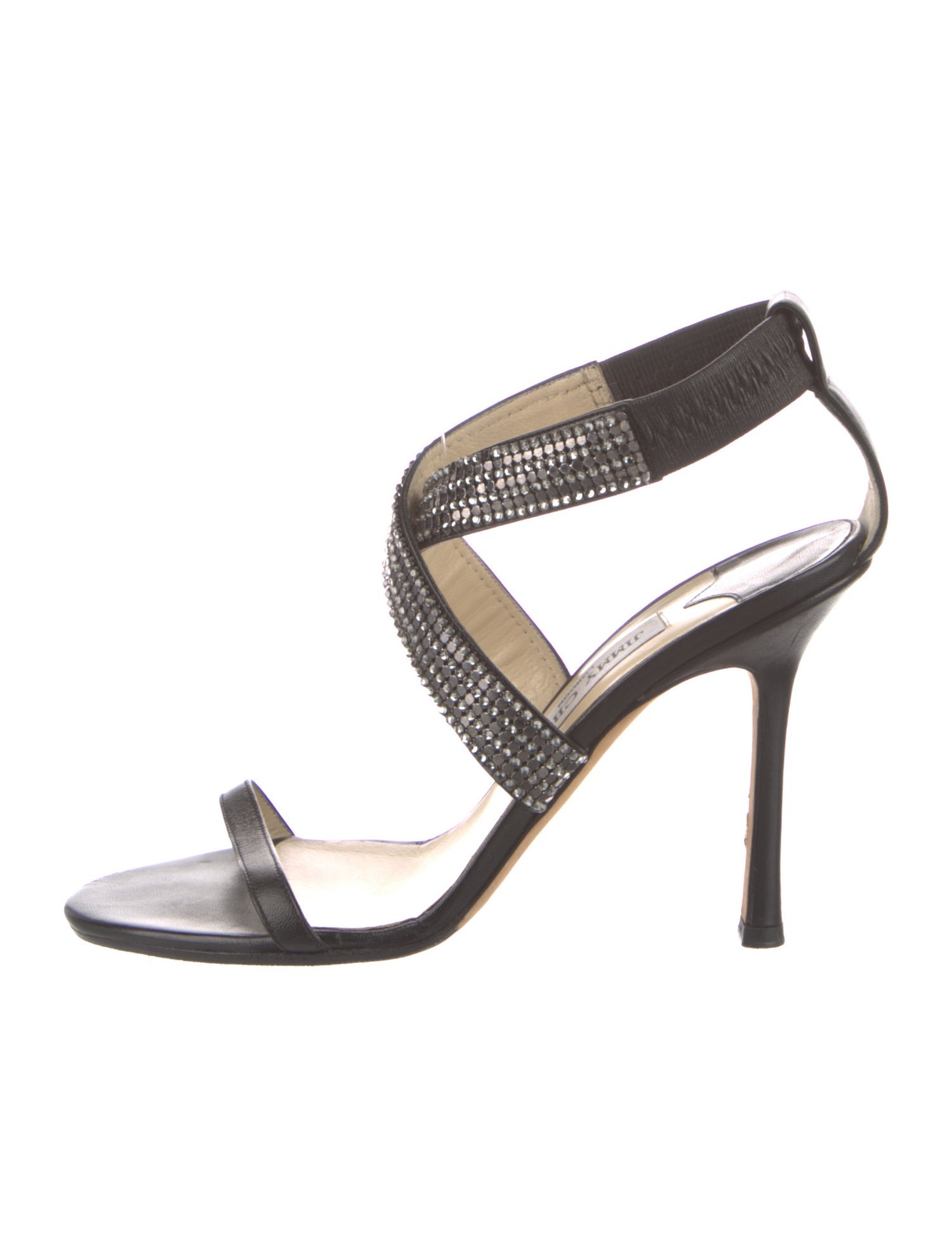 Jimmy Choo Leather Crystal Embellishments Sandals