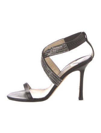 Jimmy Choo Leather Crystal Embellishments Sandals
