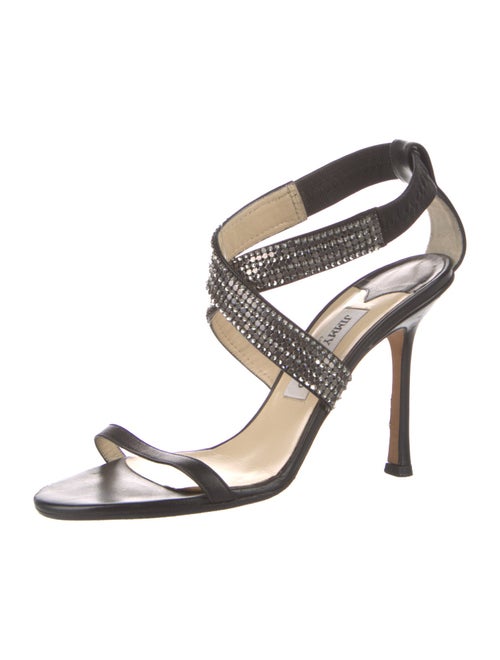 Jimmy Choo Leather Crystal Embellishments Sandals