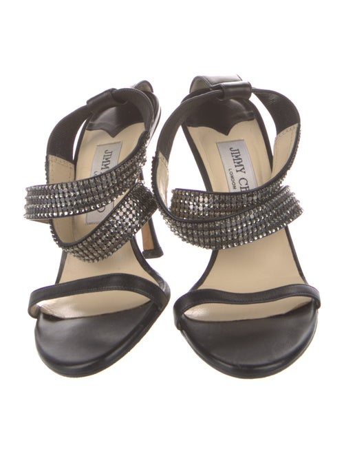 Jimmy Choo Leather Crystal Embellishments Sandals
