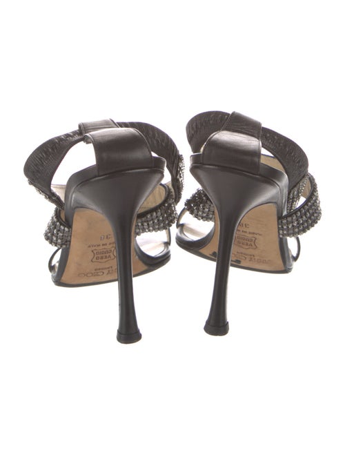 Jimmy Choo Leather Crystal Embellishments Sandals