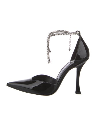 Jimmy Choo Patent Leather Crystal Embellishments D'Orsay Pumps